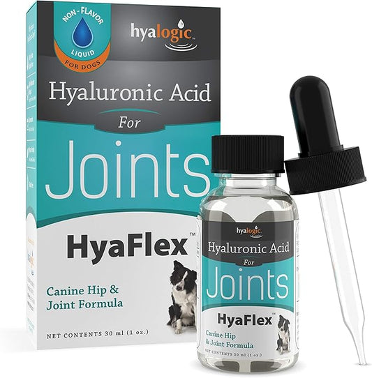 Dog Joint Supplement, Hyalogic Hyaluronic Acid Joint Supplement for Dogs, HyaFlex - 30-60 Day Supply, 1oz HA Canine Joint Support, Cartilage Supplement & Dog Coat Supplement, W/ No Fuss Liquid Dropper