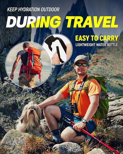 Dog Water Bottle Portable, 28oz Dog Travel Water Bottles, Patented, Leak-proof Pet Water Dispenser for Outdoor Walking, Hiking, Food Grade Silicone, Black