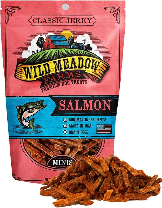 Wild Meadow Farms - Classic Salmon Minis, Soft Jerky Training Treats for Dogs, Grain-Free, All-Natural & Perfectly Sized for Training, High-Value Rewards in a Convenient 3.5 Ounce Pouch