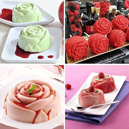 3PCS Jumbo Rose Flower Silicone Mold for Candy, Non-stick Silicone Flower Molds for Raspberry Cheesecake Roses, 6-Cavity Flower Silicone Molds for Rose Candy Apples