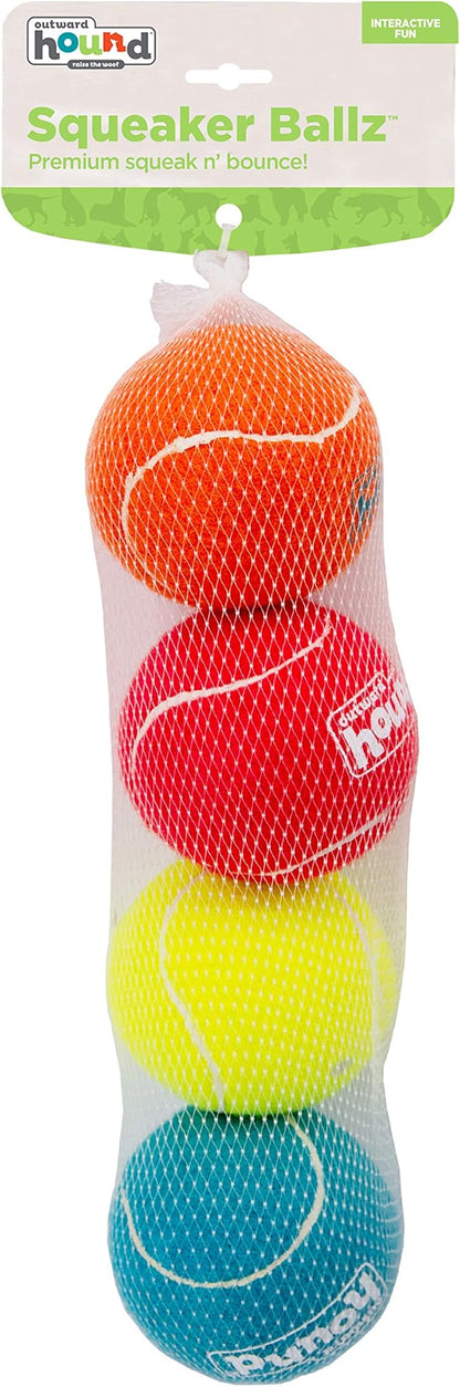 Outward Hound Squeaker Ballz Fetch Dog Toy, Large, 4 count (Pack of 1)