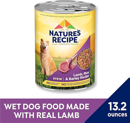 Nature’s Recipe Stew Lamb, Rice & Barley Recipe Wet Dog Food, 13.2 oz. Can, 12 Count
