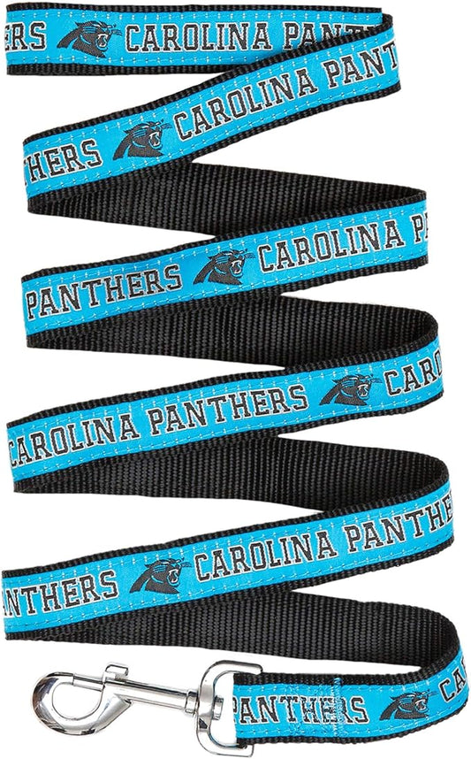 NFL PET Leash, Medium, Carolina Panthers Dog Leash, Football Team Leash for Dogs & Cats. A Shiny & Colorful Dog & Cat Leash with Embroidered Team Name/Logo Licensed by the NFL