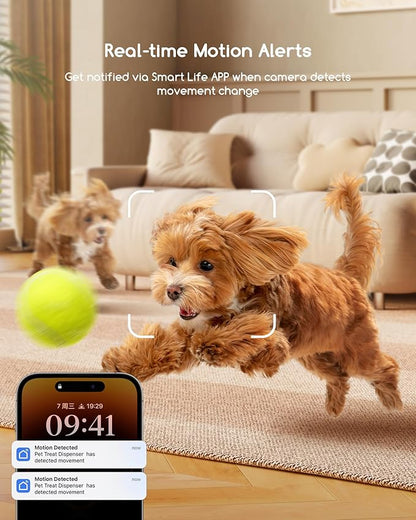 faroro 2K Pet Camera with Treat Dispenser, 5G WiFi Dog Camera with Speaker, Phone App, 2-Way Audio, Night Vision, Motion Alerts for Treat Tossing and Monitoring Your Pet Remotely