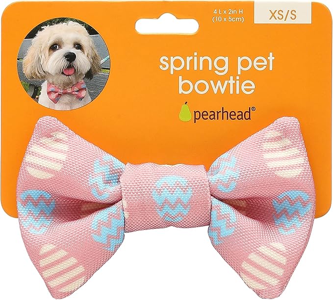 Pearhead Easter Egg Pet Bowtie, Holiday Pet Costume, Slide-On Collar Dog Bow Tie, Dog and Cat Apparel, Pet Accessory, XS/S