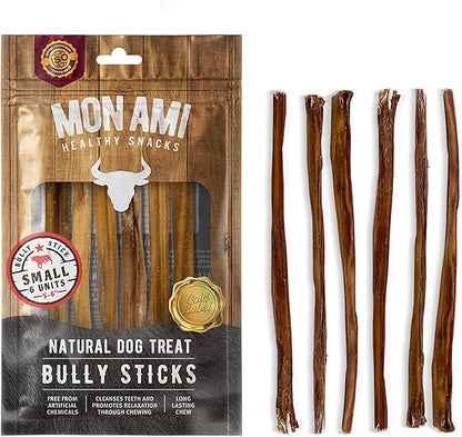 Mon Ami Small Bully Sticks for Large and Small Dogs (5-6 inches, Pack of 24) - Grass Fed Dog Treats - Bully Sticks Natural Dog Treat