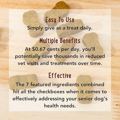 iHeartDogs Senior Super 7 Daily Dog Multivitamin - 7-in-1 Vitamin for Dogs Supports Anti-Aging with Antioxidants, Probiotics, Lion's Mane, Turkey Tail, & Ashwagandha for Longevity & Cognitive Boost