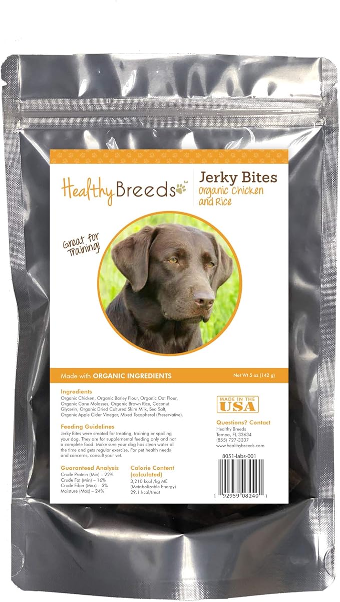 Healthy Breeds Labrador Retriever Jerky Bites Chicken & Rice Recipe Dog Treats 5 oz