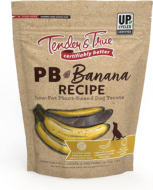 Tender & True PB+ Banana Low-Fat Dog Jerky Treats, Brown, 4.00 Ounce (Pack of 1)