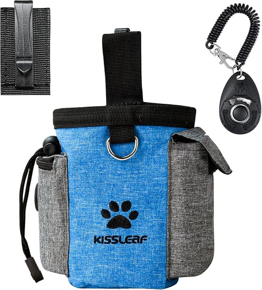 Dog Treat Pouch, Treat Pouches for Pet Training, Dog Treat Training Pouch Dog Clicker, Dog Training Treat Pouch Built-in Poop Bag Dispenser, Hands-Free Snack Dog Treat Bag