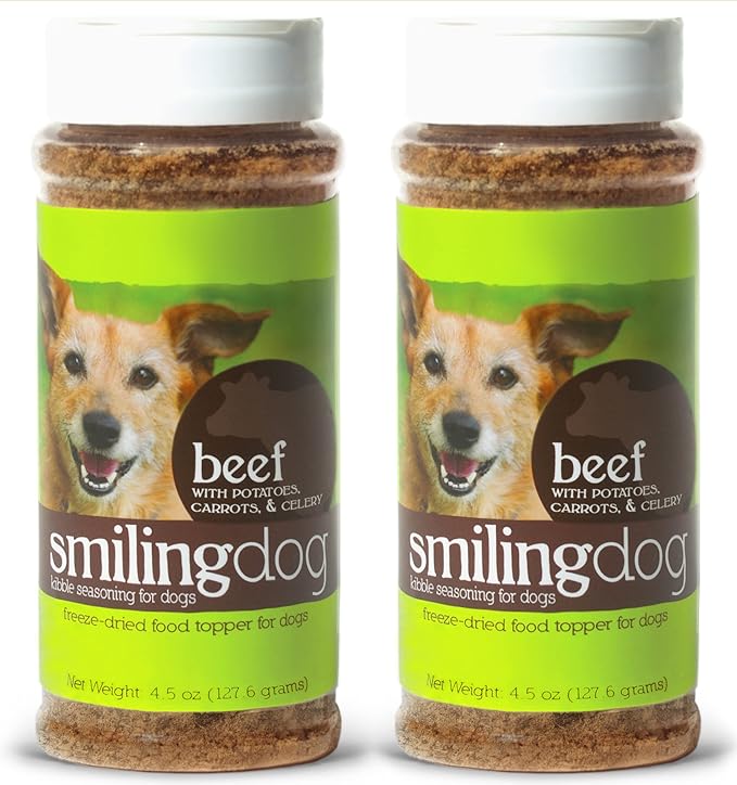 Herbsmith Kibble Seasoning – Freeze Dried Beef – DIY Raw Coated Kibble Mixer - Dog Food Topper for Picky Eaters, 4.5 oz [Bundle x2 Units]