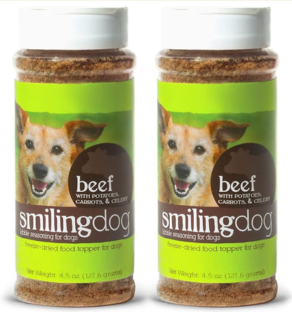 Herbsmith Kibble Seasoning – Freeze Dried Beef – DIY Raw Coated Kibble Mixer - Dog Food Topper for Picky Eaters, 4.5 oz [Bundle x2 Units]