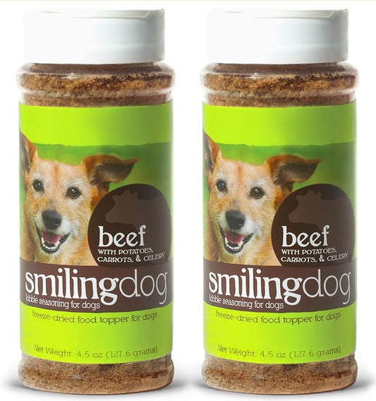 Herbsmith Kibble Seasoning – Freeze Dried Beef – DIY Raw Coated Kibble Mixer - Dog Food Topper for Picky Eaters, 4.5 oz [Bundle x2 Units]