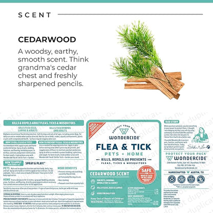 Wondercide - Flea, Tick & Mosquito Spray for Dogs, Cats, and Home - Flea and Tick Killer, Control, Prevention, Treatment - with Natural Essential Oils - Pet and Family Safe - Cedarwood 128 oz