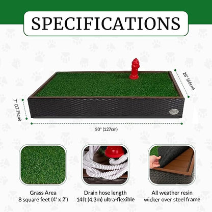 Porch Potty Artificial Grass Potty Pads Without Sprinklers - Standard Size 26x50x7 Reusable Potty Training Pad - Washable Pee Pad for Dogs - Instant Drainage - Quick Absorb - 4x2 Ft Grass Area