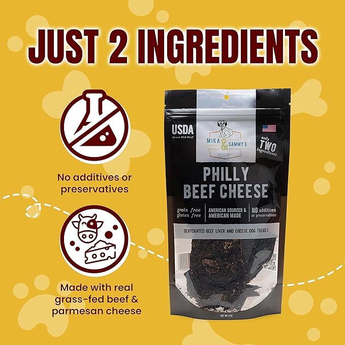 Mika & Sammy's Gourmet Beef Liver Jerky Dog Treats Made in The USA. (Beef Cheese 5 oz)
