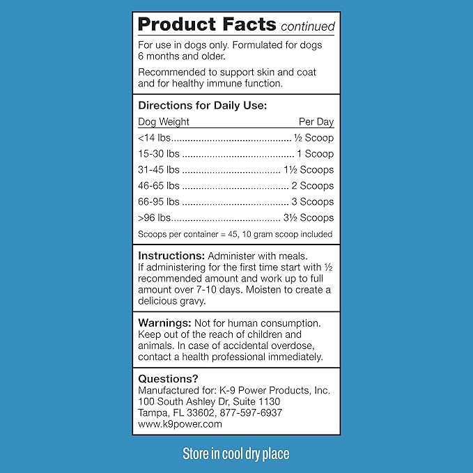 K9 Power Show Stopper - Premium Dog Skin Supplement, Dog Seasonal Allergy Relief, Dog Probiotics for Itchy Skin That Reduces Hot Spots and Excessive Shedding, 1lb