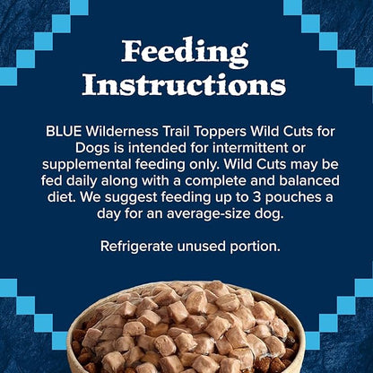 Blue Buffalo Wilderness Trail Toppers Wild Cuts Wet Dog Food Variety Pack, High-Protein & Grain-Free, Made with Natural Ingredients, Chicken and Beef Flavors, 3-oz. Pouches, (12 Count, 6 of Each)