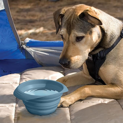 Kurgo Collaps-A-Bowl for Dogs, Collapsible Travel Dog Bowl, Pet Food & Hiking Water Bowl, Food Grade Bowl for Dogs, Travel Accessories for Pets, includes Carabiner (24 oz, Blue)