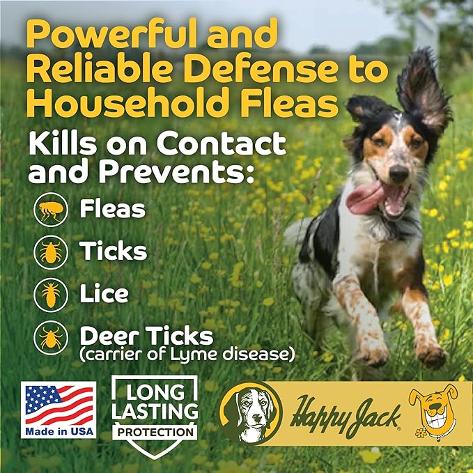 Happy Jack Flea and Tick Powder for Dogs & Puppies, Flea Powder for Carpets, Flea Treatment & Control, Kills Fleas, Ticks & Lice, Odorless & Non-Staining, Dust on Sleeping Quarters & Furniture (5 oz)