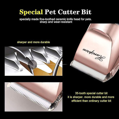 Cordless Dog Clippers for Grooming, Professional 5000mAh Battery Pet Clipper for Thick Coats Heavy Duty Dog Hair Trimmers Low Noise with Guard Combs for Dog Cat