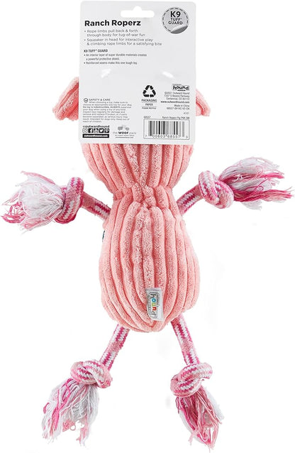 Charming Pet Ranch Roperz Pig Plush Squeaky Dog Toy