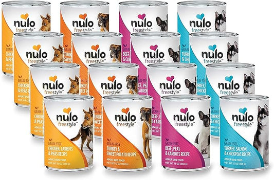 Nulo Free Style Grain-Free Canned Dog Food Mixed 13 oz x 12 cans – Chicken, Turkey, Beef, and Salmon