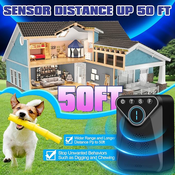 1500 mAh Rechargeable Anti Barking Device for Dogs Indoor Up to 50 Ft Range, 9 Modes Dog Bark Deterrent Devices Dog Training & Behavior Aids, Bark Box Dog Barking Control Devices Safe for Humans, Dogs
