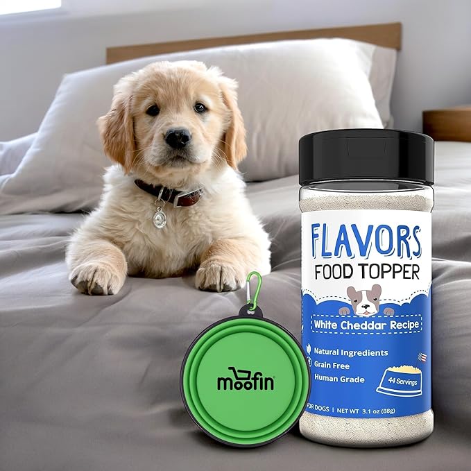 Dog Food Toppers, White Cheddar Grain-Free, Dog Food Flavor Topper Flavorful Meal, Topper for Dog Food, includes Silicon Pet Bowl - Dry Food Topper, [Pack of 3]