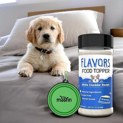 Dog Food Toppers, White Cheddar Grain-Free, Dog Food Flavor Topper Flavorful Meal, Topper for Dog Food, includes Silicon Pet Bowl - Dry Food Topper, [Pack of 3]