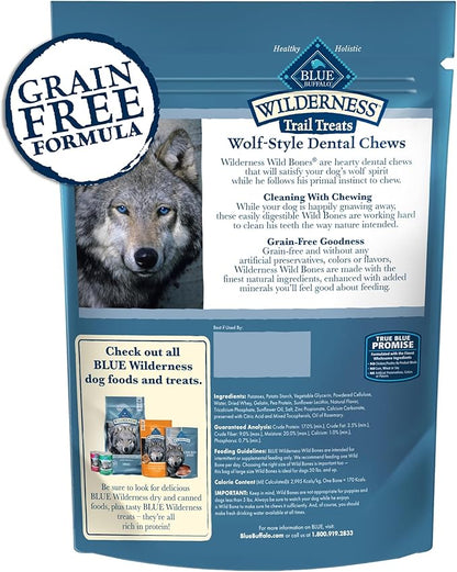 Blue Buffalo Wilderness Wild Bones Grain-Free Dental Chews Dog Treats, Medium, 27-oz Bag