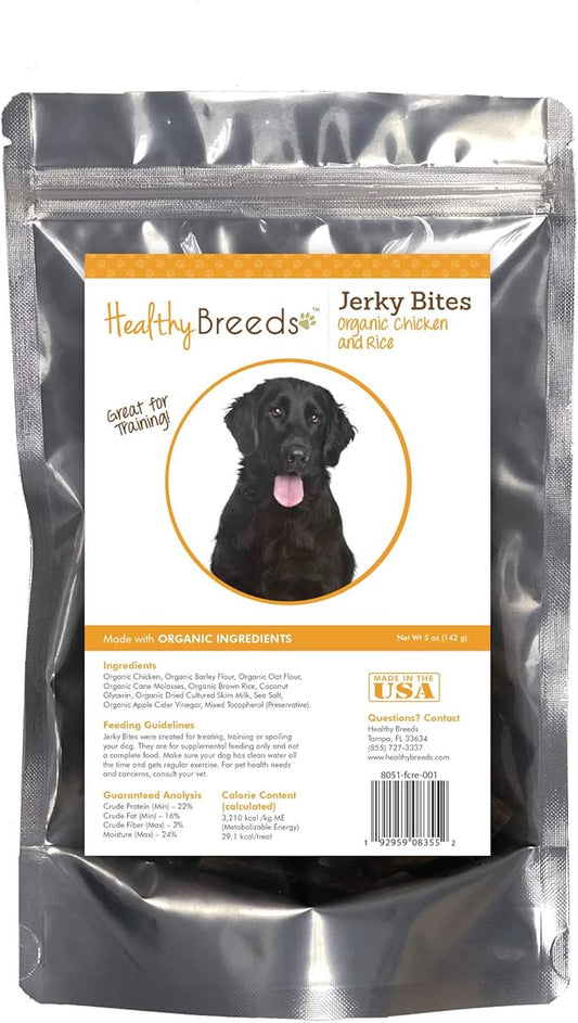 Healthy Breeds Flat Coated Retriever Jerky Bites Chicken & Rice Recipe Dog Treats 5 oz