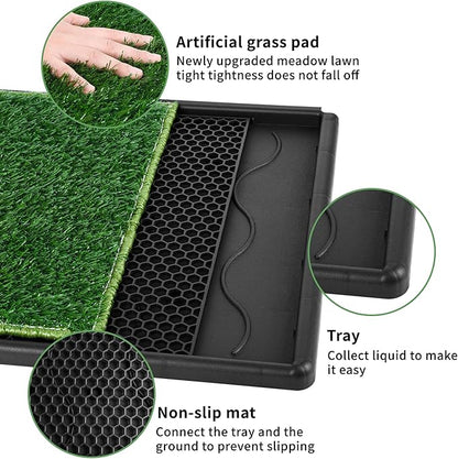 Grass Pad for Dogs,17”x25” Dog Grass Pad with Tray,Indoor&Outdoor Dog Potty Tray,Perfect Training Pet Portable Potty,Washable Puppy Pee Pad for Puppy Training Apartment,Balcony and Apartment Use