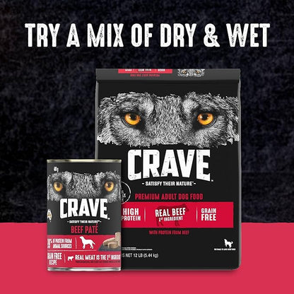CRAVE Grain Free High Protein Adult Dry Dog Food, Beef, 12 lb. Bag