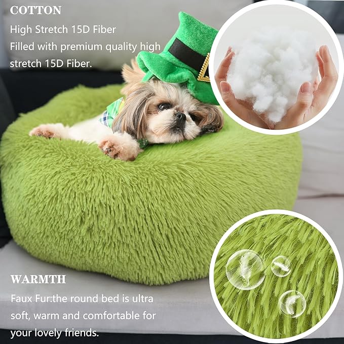 Puppy Bed for Calming Dog 23 Inches Dark Gray Anti-Anxiety Donut Dog Bed for Small Medium Dogs Washable Fuzzy Dog Bed Fits up to 15 lbs Pets Beds for Small Dog
