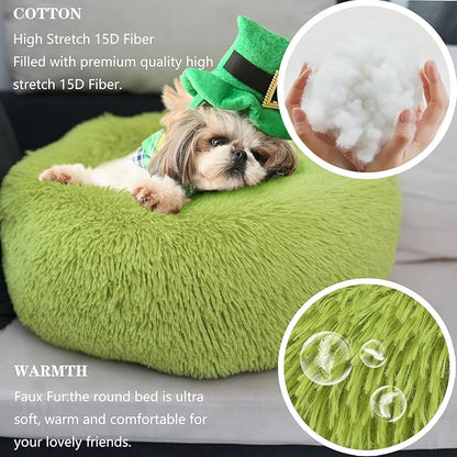 Puppy Bed for Calming Dog 23 Inches Dark Gray Anti-Anxiety Donut Dog Bed for Small Medium Dogs Washable Fuzzy Dog Bed Fits up to 15 lbs Pets Beds for Small Dog