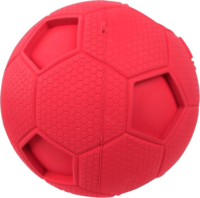 Nerf Dog Soccer Ball Dog Toy with Interactive Squeaker, Lightweight, Durable and Water Resistant, 4 Inches, for Medium/Large Breeds, Single Unit, Red