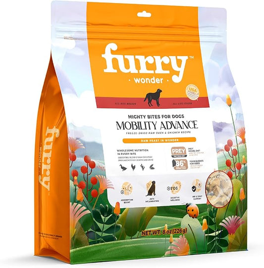 Freeze Dried Raw Dog Food Duck and Chicken Recipe 8 Ounce, UAS Made Grain Free High Protein Dog Food for Complete Meal or Food Topper, Freeze Dried Raw Diet for Mobility Advance