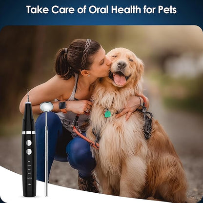 Plaque Remover for Teeth - Pet Ultrasonic Toothbrush Cleaner - Teeth Cleaning Kit for Tartar and Stains - Suitable for Dogs and Cats (Black)