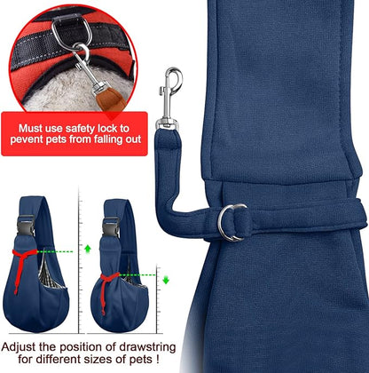 Tomkas Dog Sling Carrier for Small Dogs Puppy (Dark Blue, Adjustable Strap & Zipper Pocket)