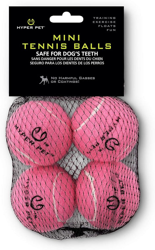Hyper Pet MINI Tennis Balls for Dogs (Pet Safe Dog Ball Dog Tennis Balls for Exercise & Training) Dog Ball Interactive Dog Toys work with Hyper Pet K9 Kannon MINI Dog Ball Launcher - 4 Pack MINI Pink