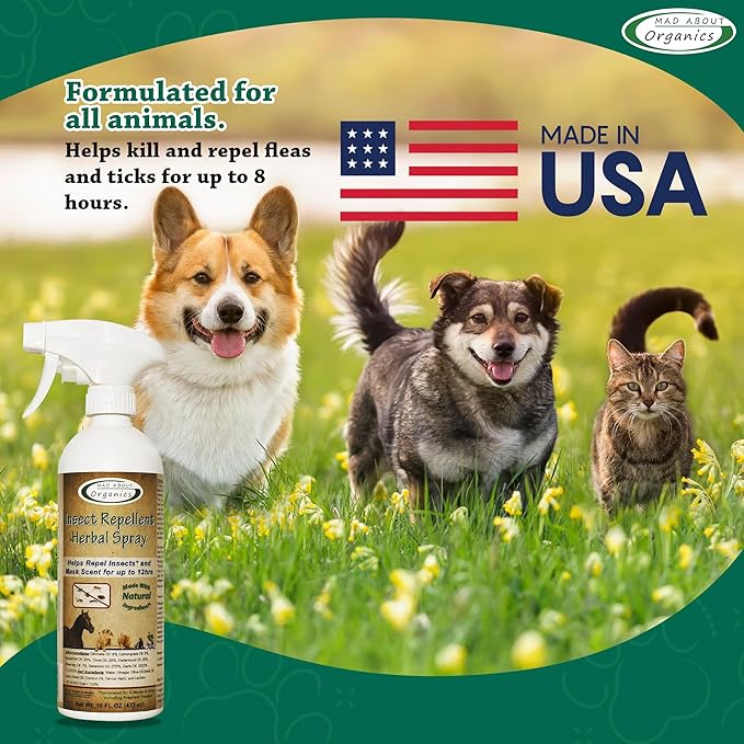 Protection Spray for Dogs, Cats, and Small Animals - Natural Mosquito Defense, Pet Safety Spray - Pet Safe Formula - 16 FL oz
