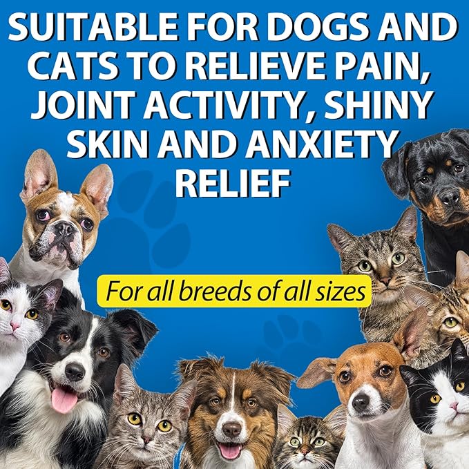 Oil for Dogs 120ML,Organic Pet Oil for Pain,Skin,Arthritis Pain,Pain Relief,Calming,Omega 3,6,9 for Dog Emotions, Dog Barking & Dog Joints,Supports & Maintains Healthy Joints (2 Pack, Blue)