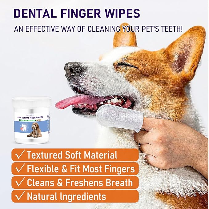HavenJanny 50pcs Pet Teeth Cleaning Wipes for Dogs and Cats, Dog Dental Wipes for Reducing Plaque and Freshening Breath, Disposable Gentle Cleaning and Gum Care Pet Wipes