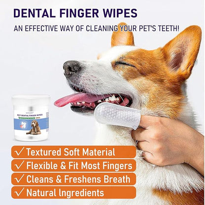 HavenJanny 50pcs Pet Teeth Cleaning Wipes for Dogs and Cats, Dog Dental Wipes for Reducing Plaque and Freshening Breath, Disposable Gentle Cleaning and Gum Care Pet Wipes