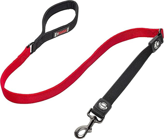 Nylon Dog Leash with Shok-Tek Bungee – Reflective – Franklin Pet Supply Co – Comfort – Neoprene Handles – Shok-Tek Bungee System – 4 Foot – Dog Training – Walking - Red