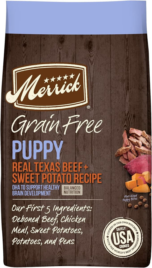 Merrick Dry Puppy Food, Real Beef and Sweet Potato Grain Free Dog Food Recipe - 10 lb. Bag
