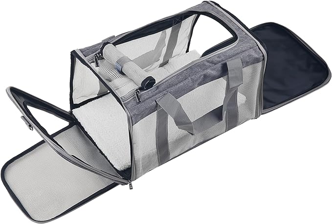 Cat Dog Carrier for Small Medium Cats Pet Carrier Bag for Cats Puppies Portable Cat Carrier Soft Pet Travel Carrier for Cats Cat Bag Carrier Airline Approved Dog Cat Carrier (Large, Grey)