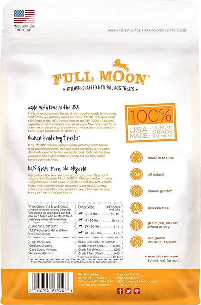 Full Moon Chicken Jerky Healthy All Natural Dog Treats Human Grade Made in USA Grain Free 6 oz