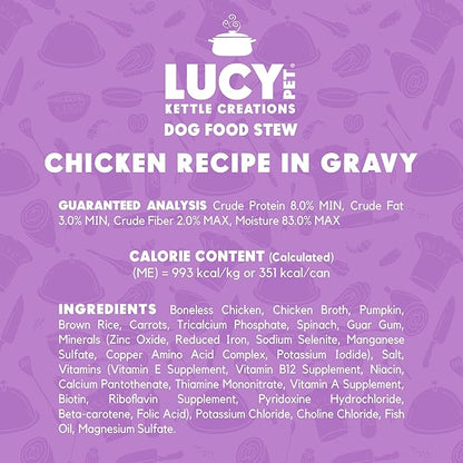 Lucy Pet Products Kettle Creations Chicken Dog Stew Recipe in Gravy 12.5oz, Purple, LPPFFLW301